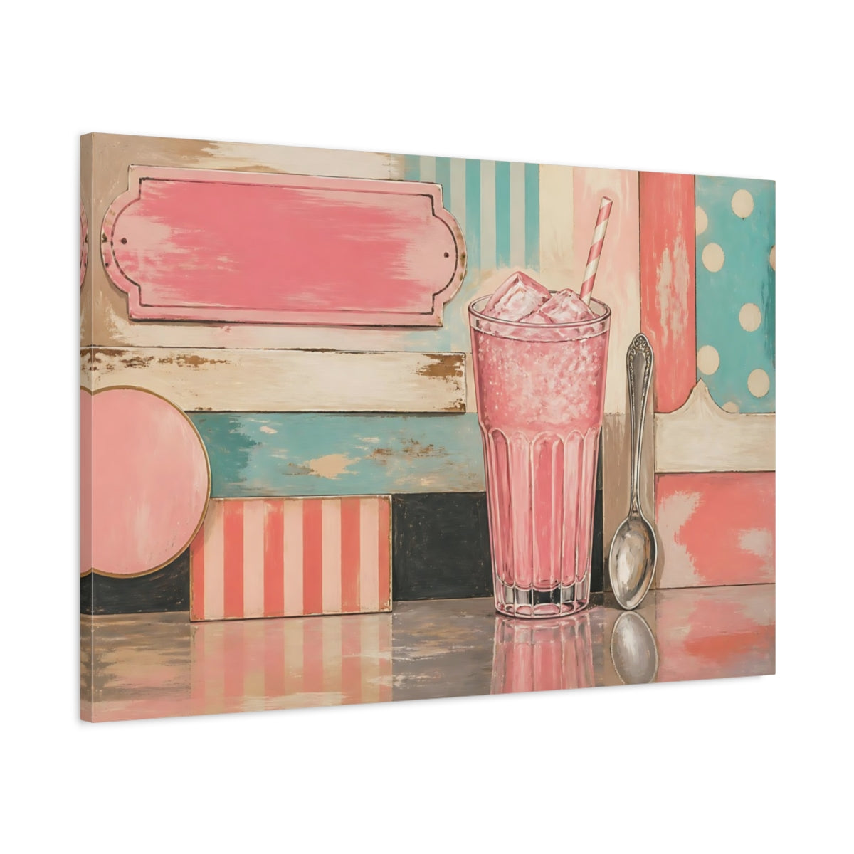 Main Mockup. Pastel Soda Still Life shown as canvas print