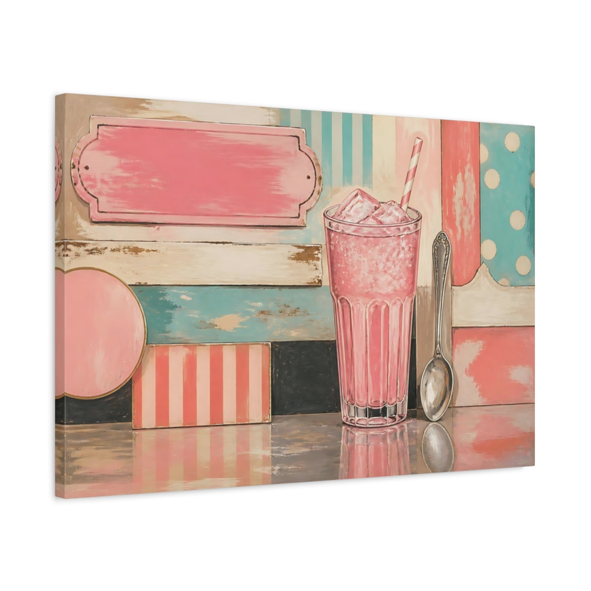 Side Mockup 2. Pastel Soda Still Life shown as canvas print