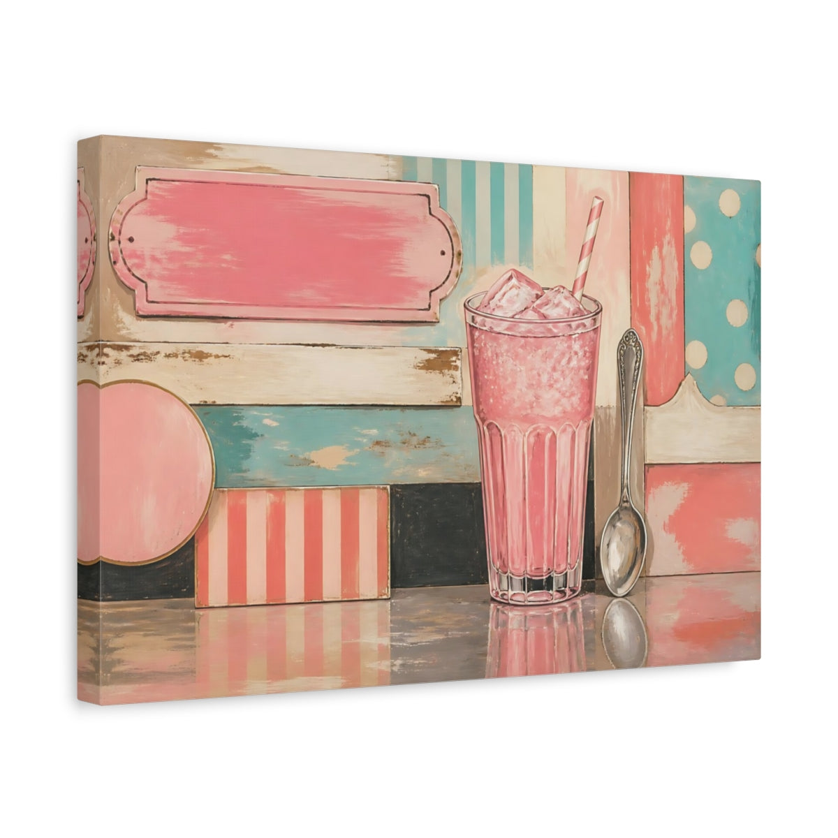Side Mockup 4. Pastel Soda Still Life shown as canvas print