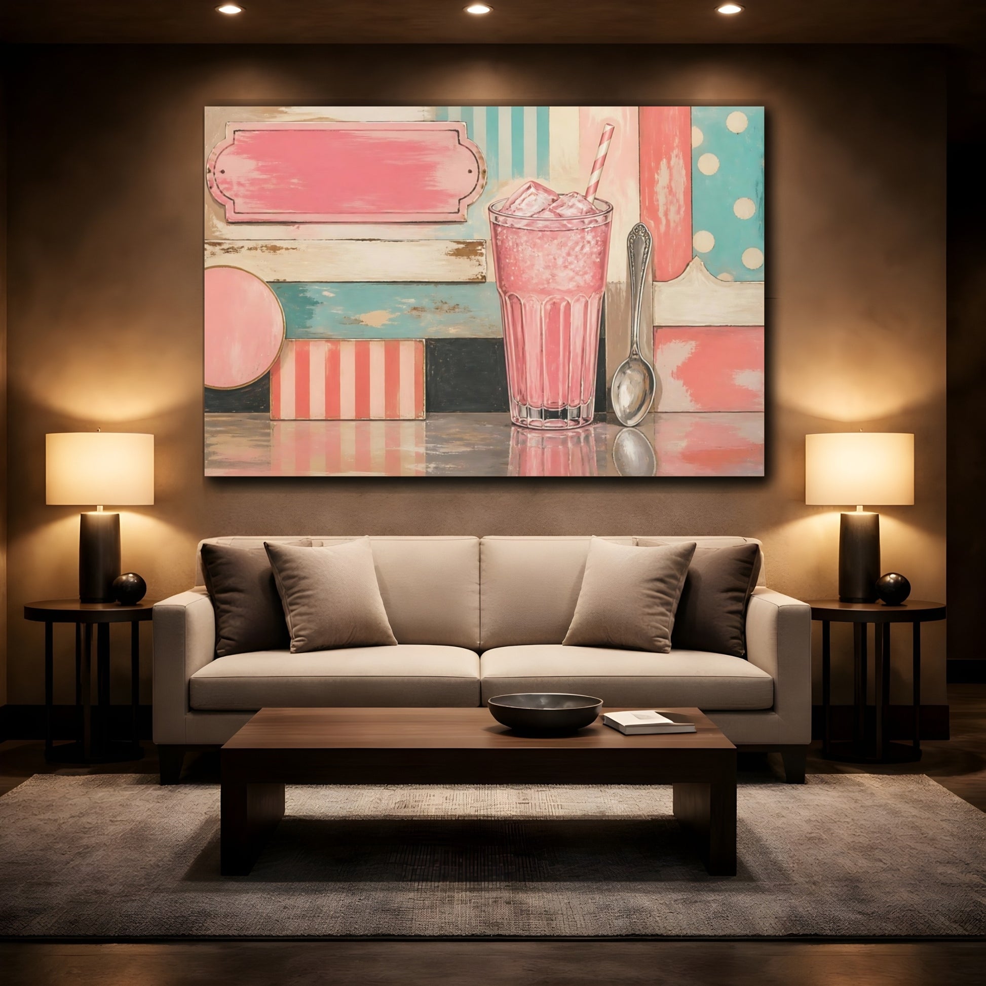 Mockup 2. Pastel Soda Still Life shown as canvas print