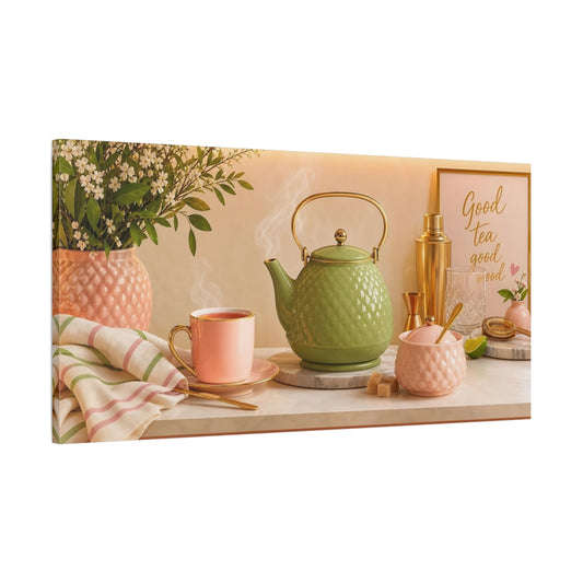 Main Mockup. Pastel Tea Time shown as canvas print
