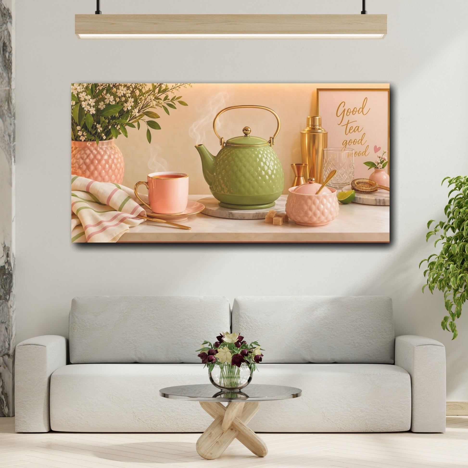 Mockup 2. Pastel Tea Time shown as canvas print