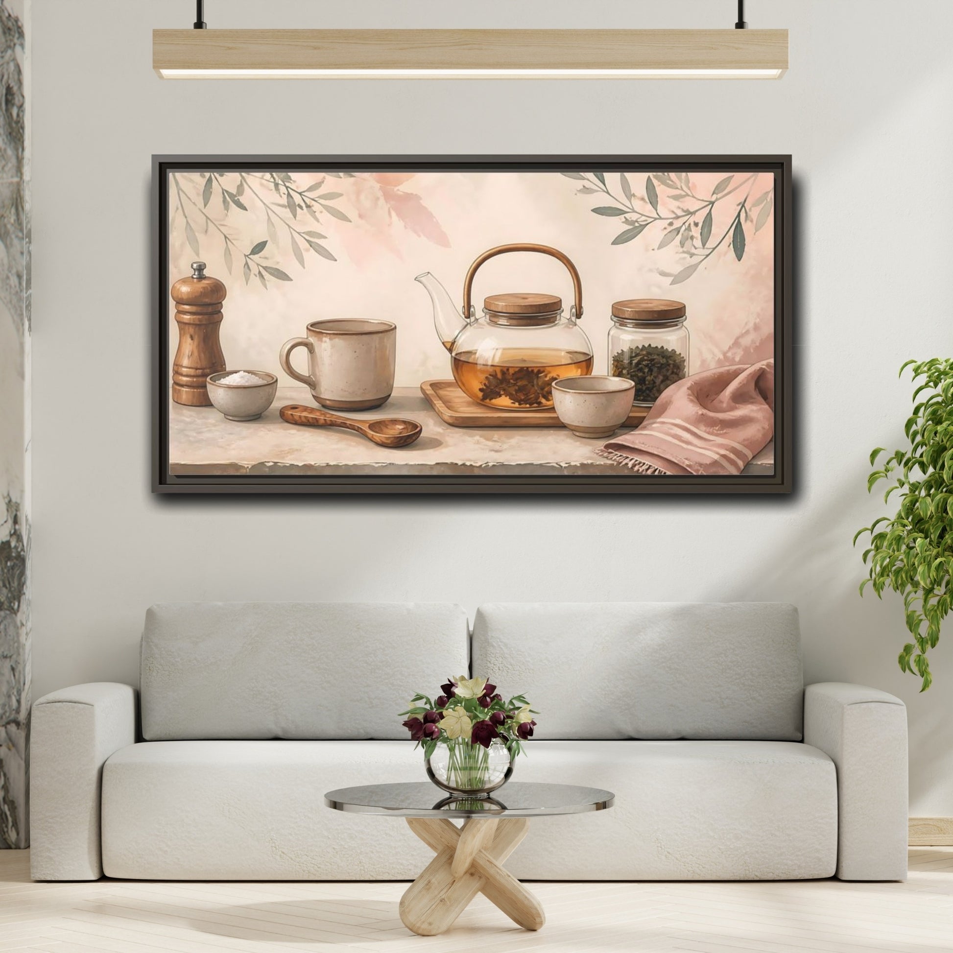 Mockup 2. Pastel Tea Time shown as framed canvas print