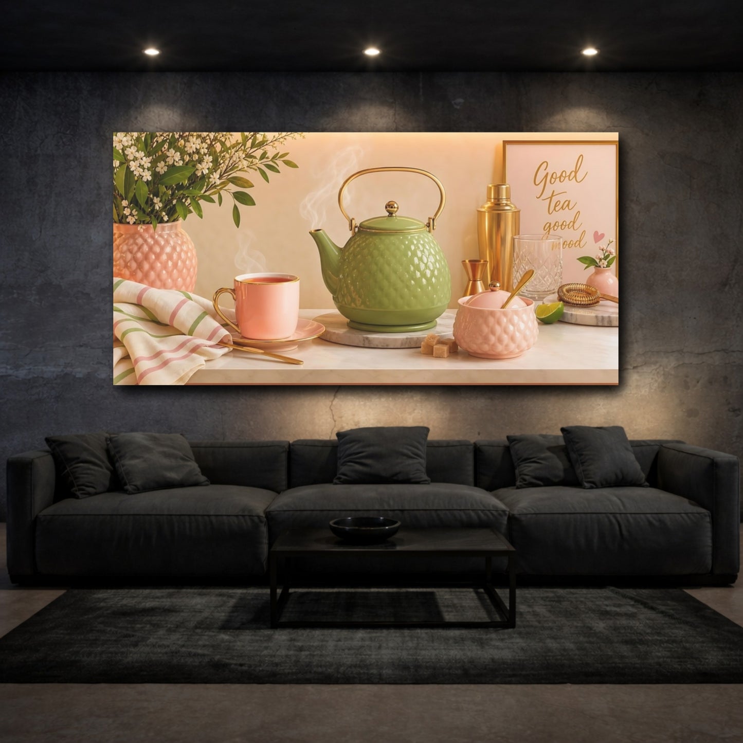 Mockup 3. Pastel Tea Time shown as canvas print