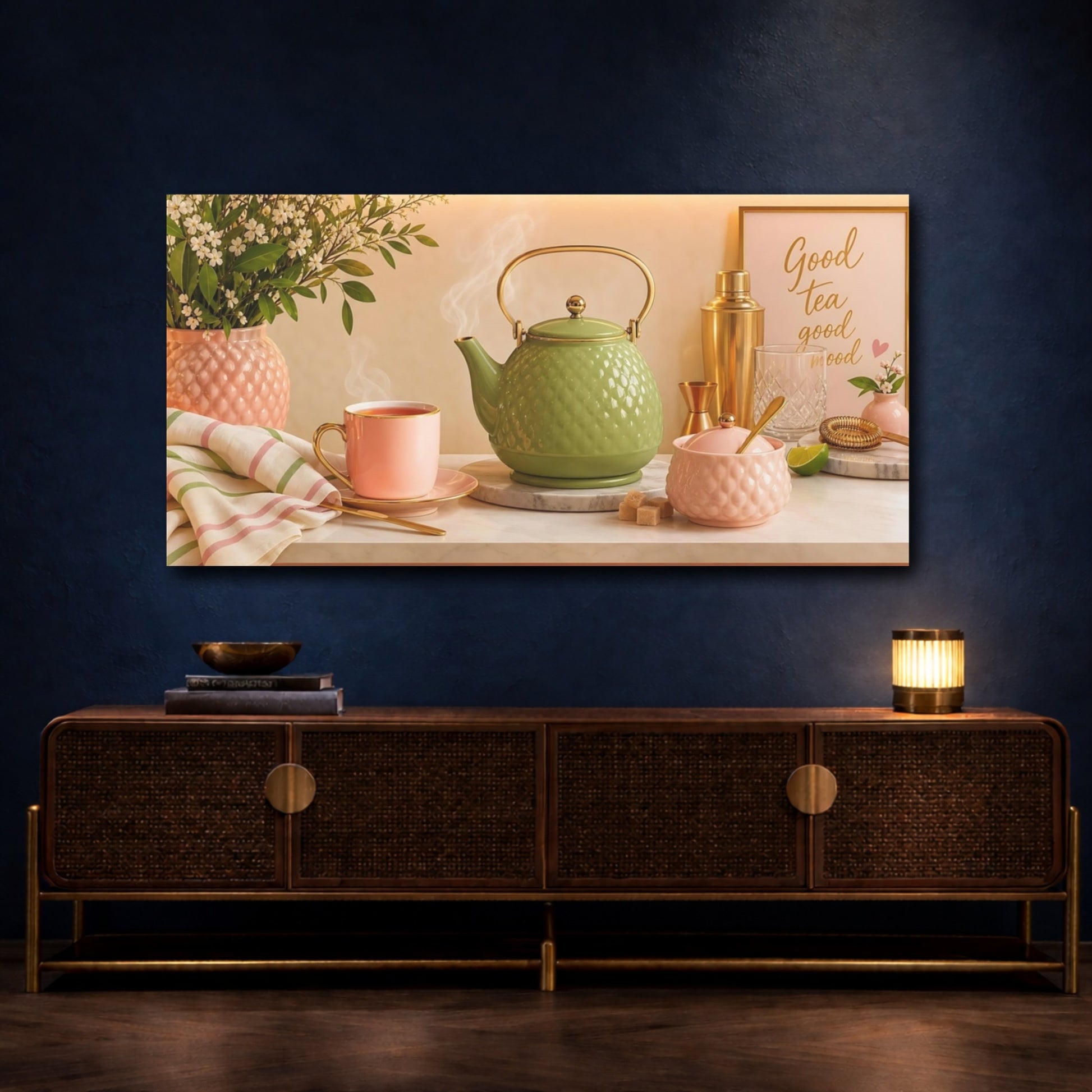 Mockup 4. Pastel Tea Time shown as canvas print