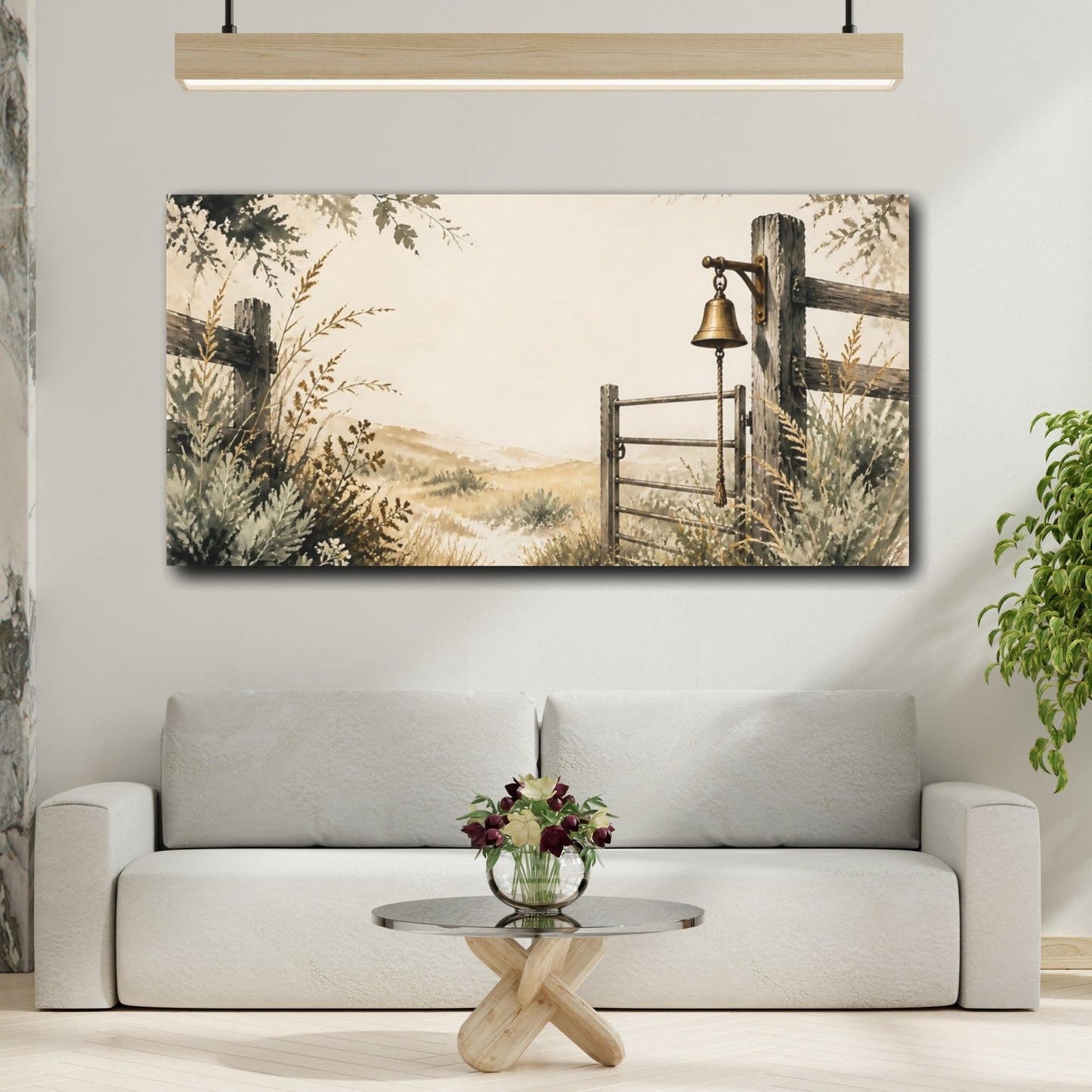 Mockup 2. Pasture Gate With Bell shown as canvas print