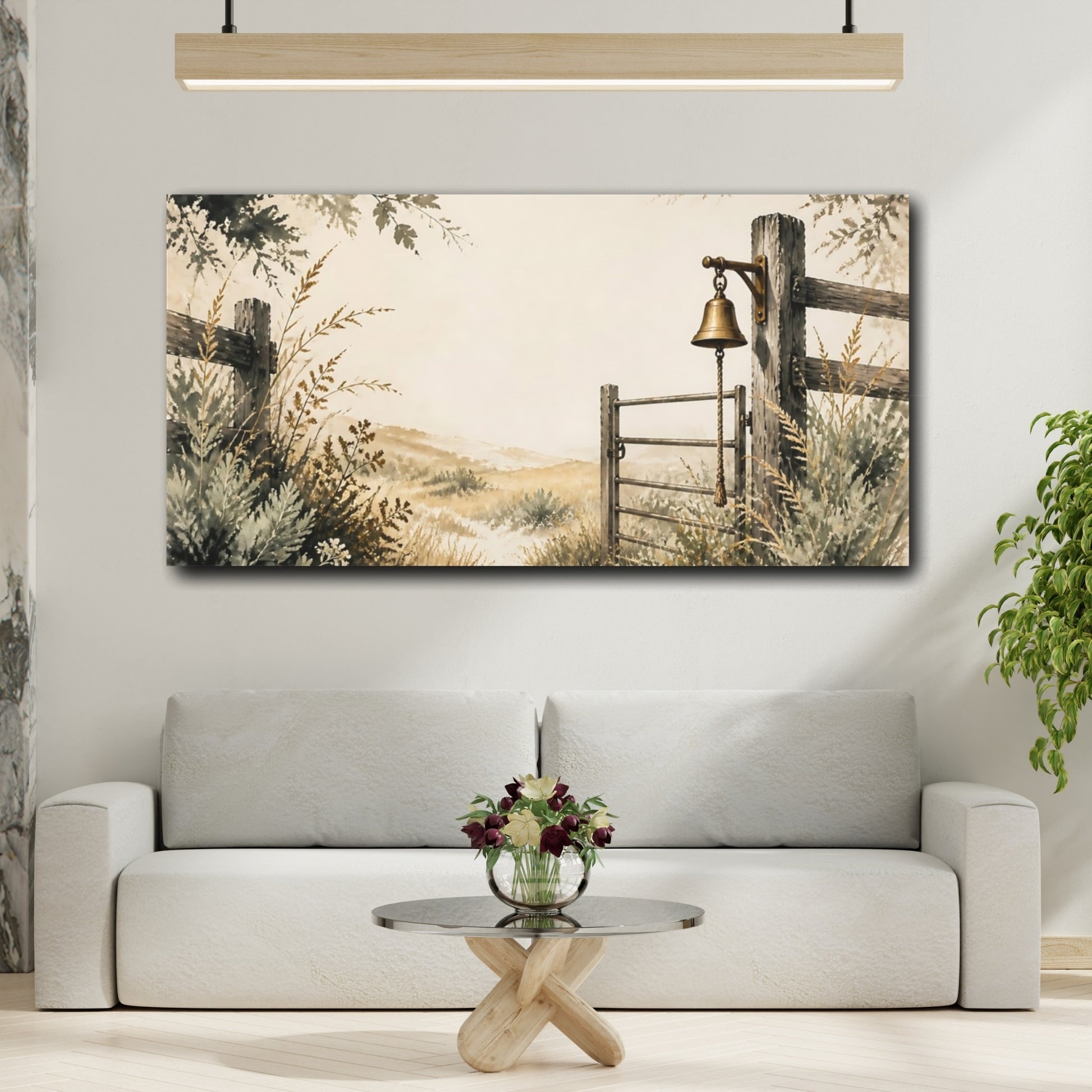 Mockup 2. Pasture Gate With Bell shown as canvas print