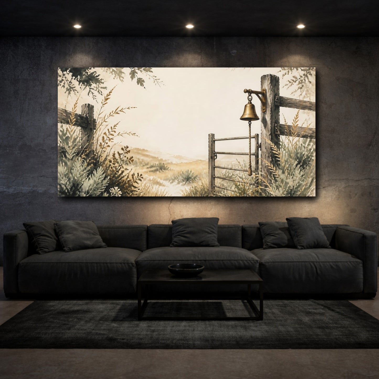 Mockup 3. Pasture Gate With Bell shown as canvas print