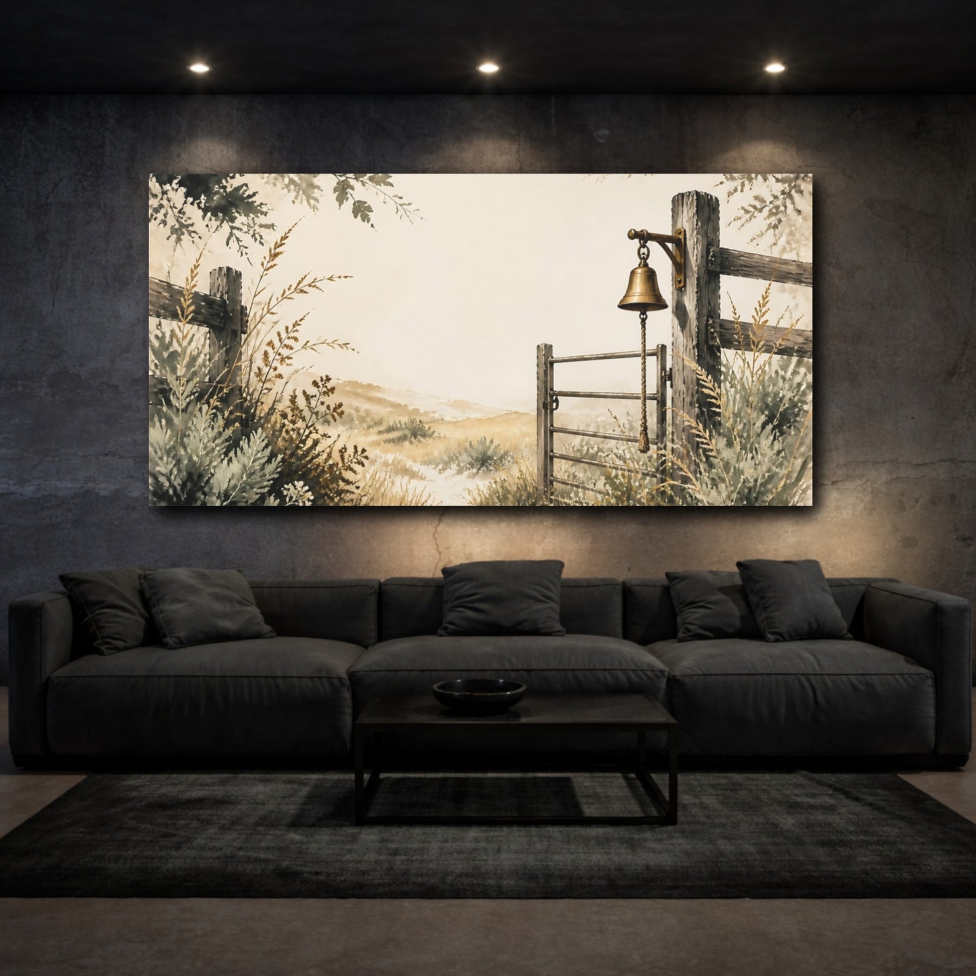 Mockup 3. Pasture Gate With Bell shown as canvas print