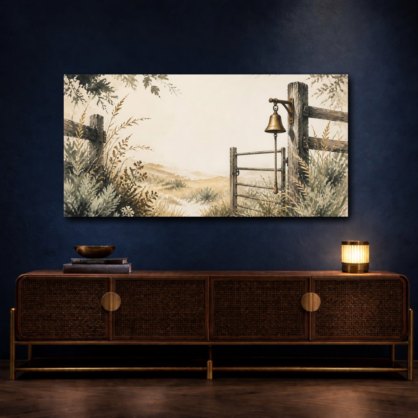 Mockup 4. Pasture Gate With Bell shown as canvas print