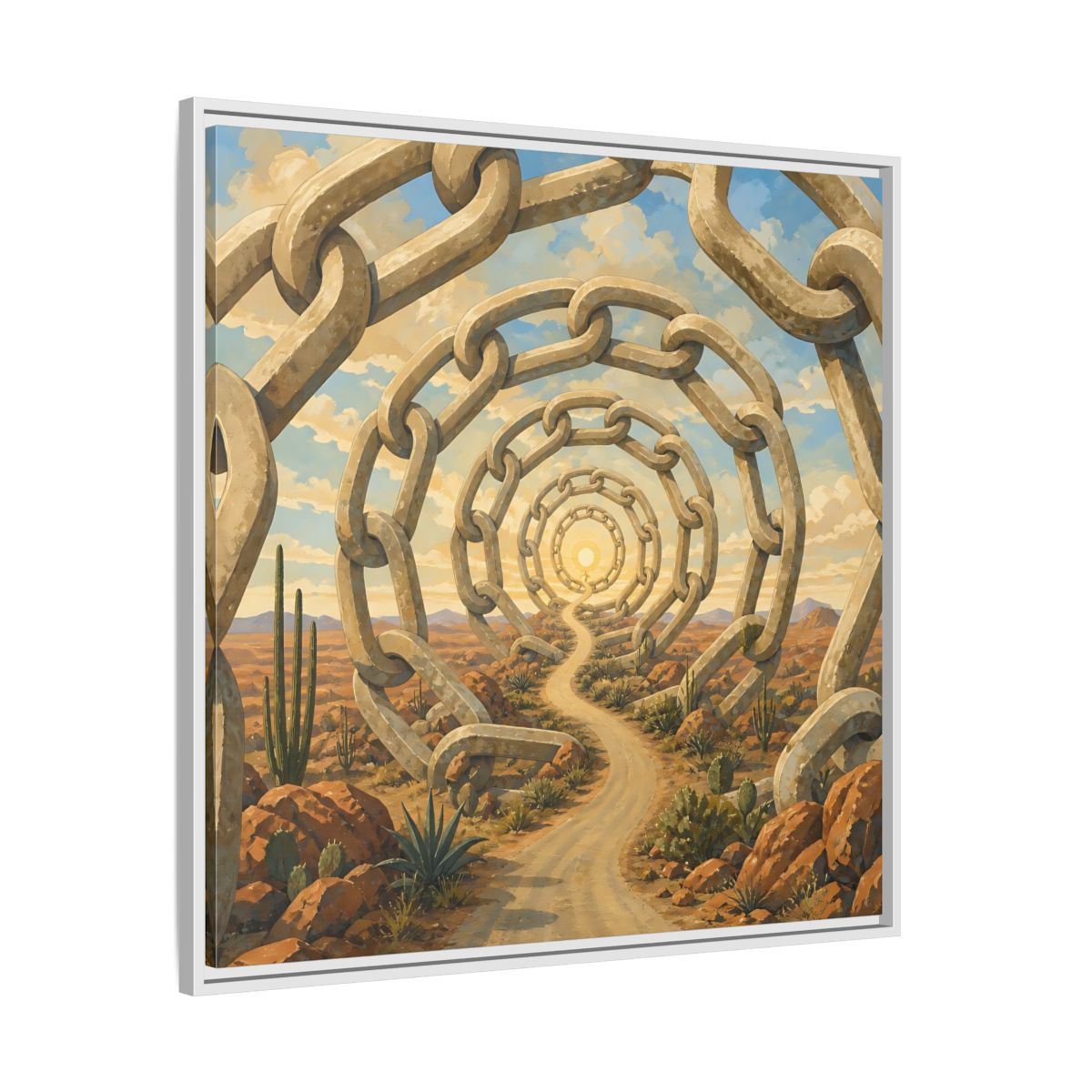 Side Mockup 25. Path Of Endless Chains shown as framed canvas print