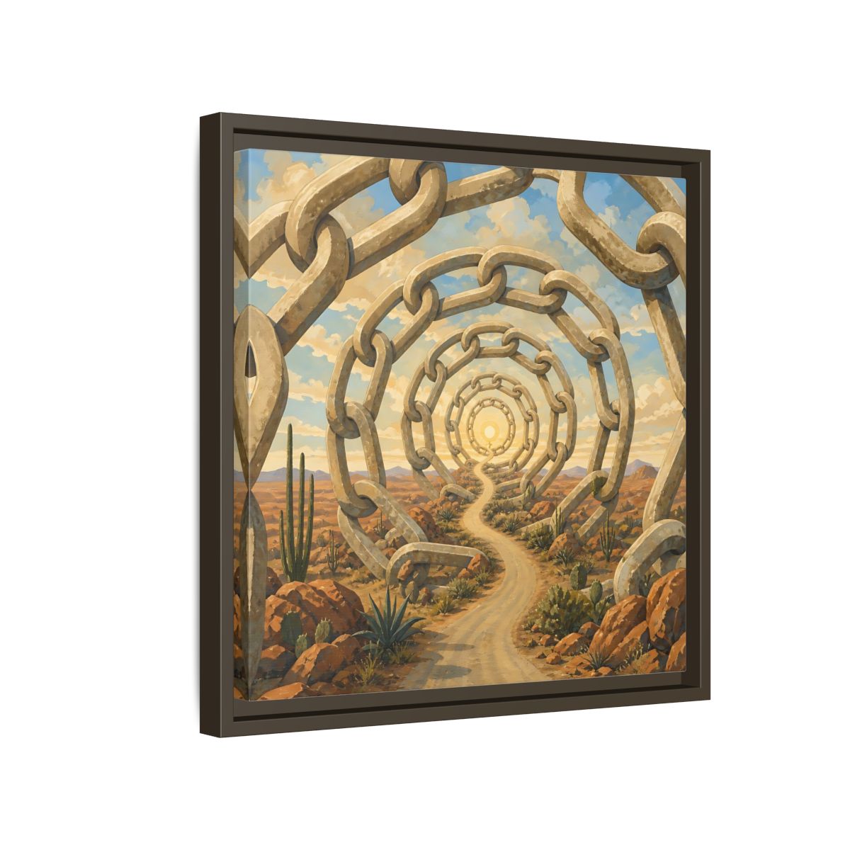 Side Mockup 14. Path Of Endless Chains shown as framed canvas print