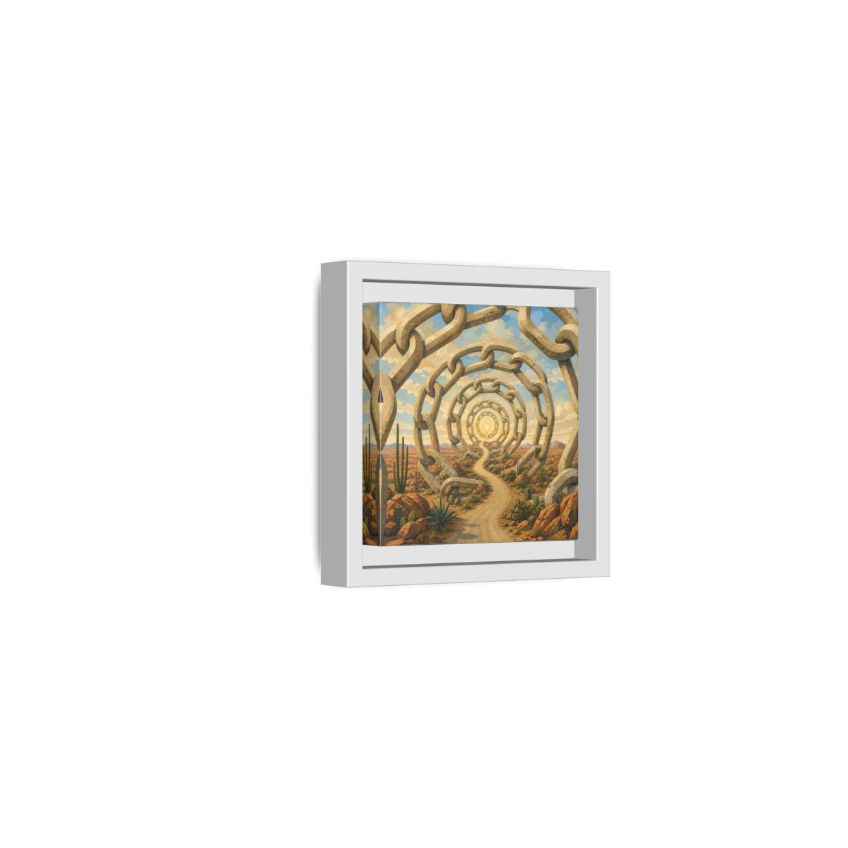 Side Mockup 22. Path Of Endless Chains shown as framed canvas print