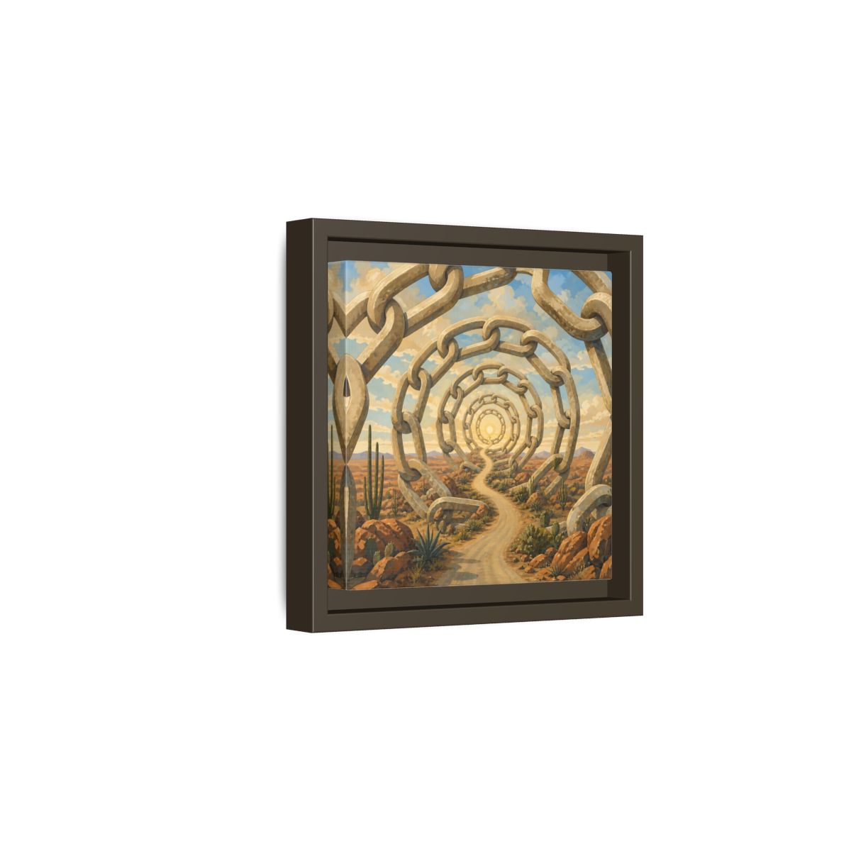 Side Mockup 2. Path Of Endless Chains shown as framed canvas print