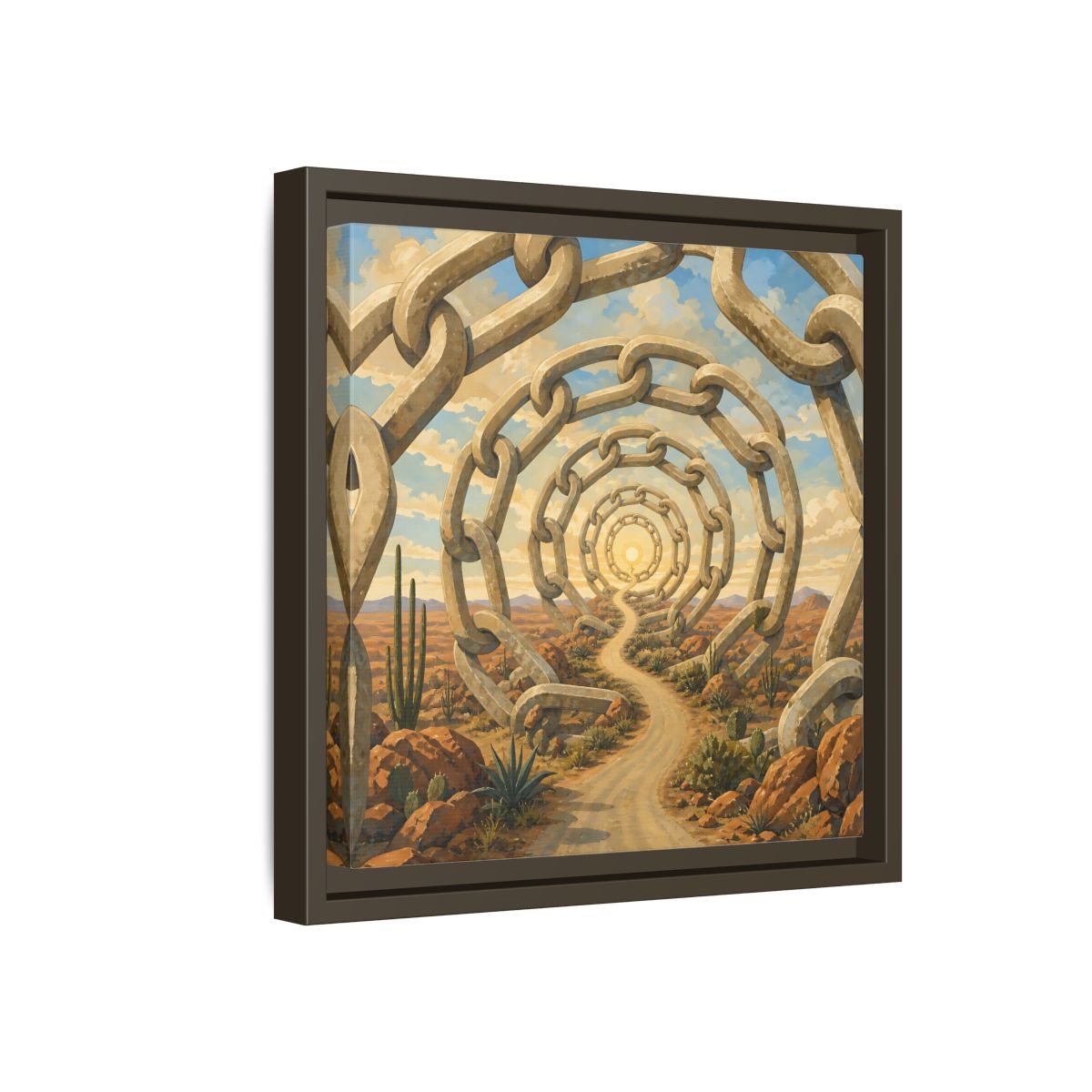 Side Mockup 17. Path Of Endless Chains shown as framed canvas print