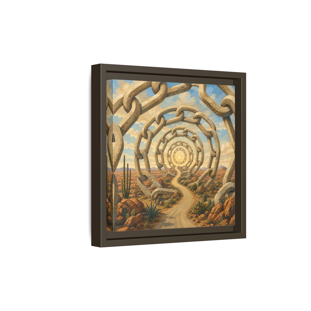 Side Mockup 20. Path Of Endless Chains shown as framed canvas print