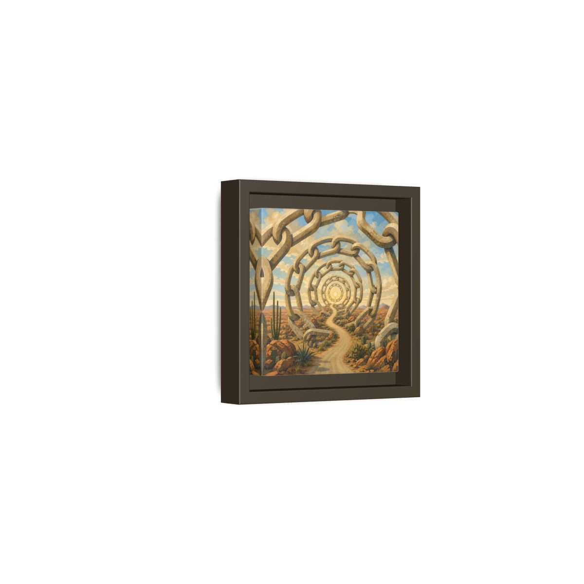 Side Mockup 23. Path Of Endless Chains shown as framed canvas print