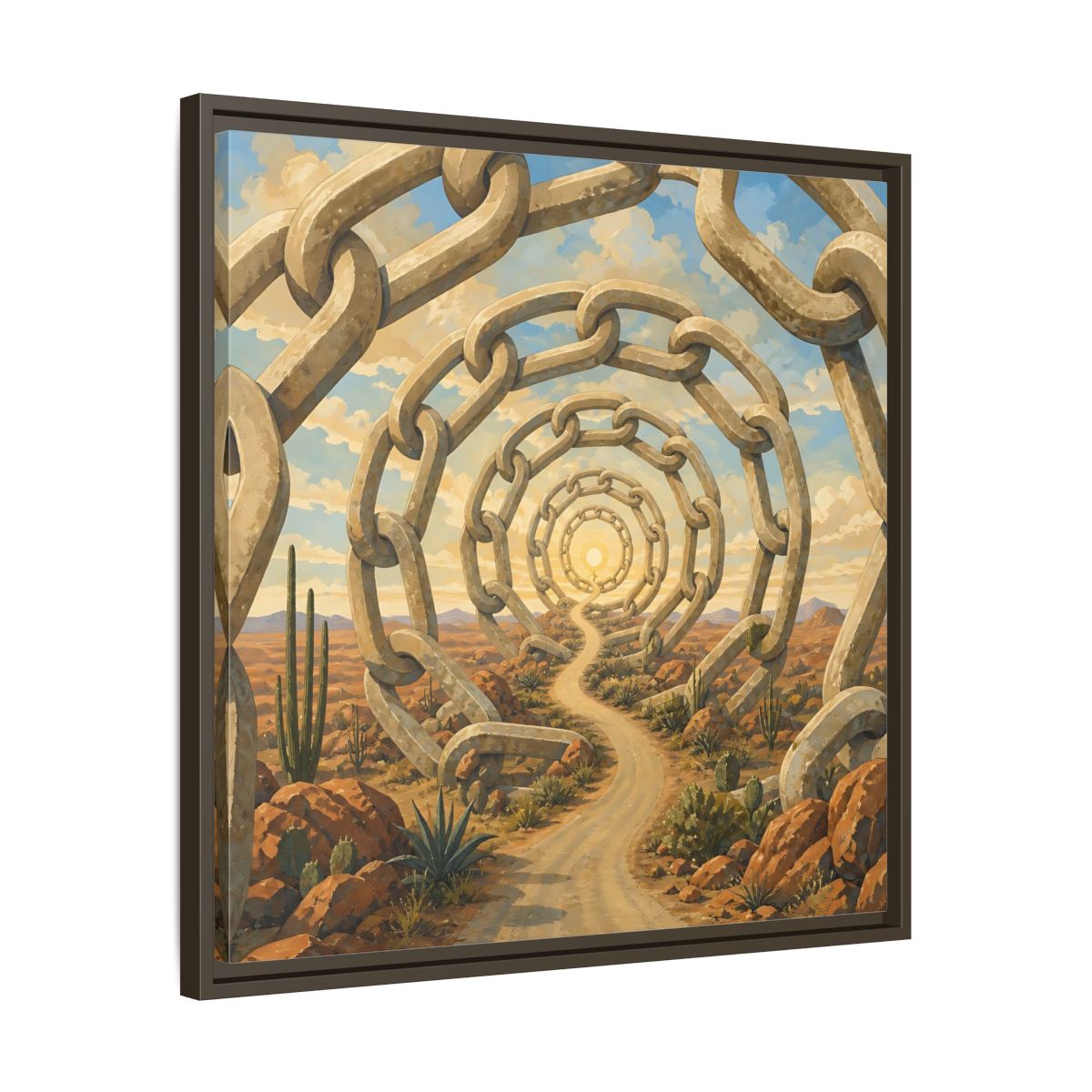 Side Mockup 27. Path Of Endless Chains shown as framed canvas print