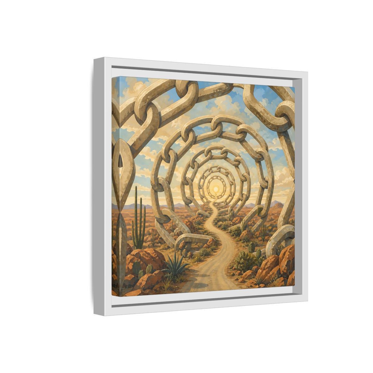 Side Mockup 16. Path Of Endless Chains shown as framed canvas print
