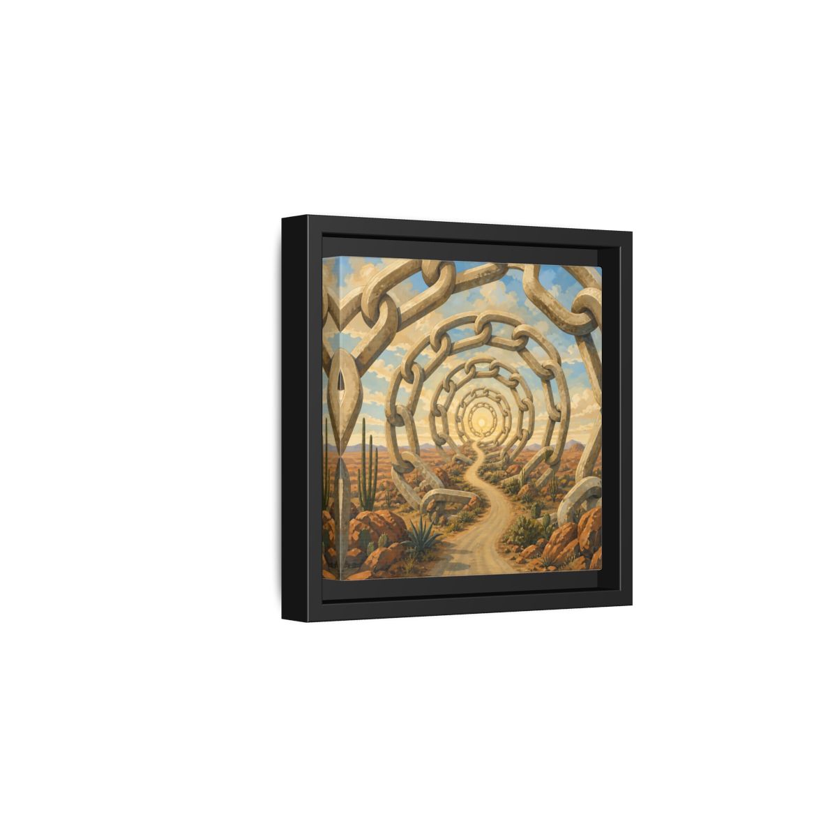 Side Mockup 3. Path Of Endless Chains shown as framed canvas print