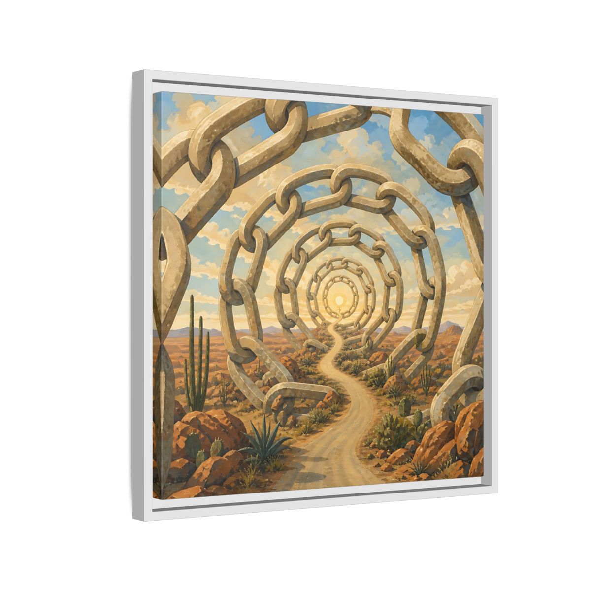 Side Mockup 10. Path Of Endless Chains shown as framed canvas print