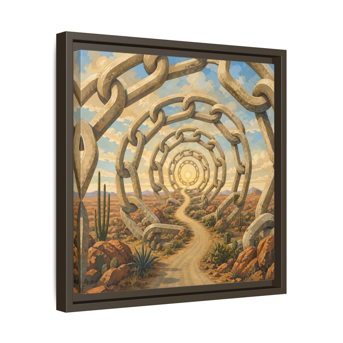 Side Mockup 29. Path Of Endless Chains shown as framed canvas print