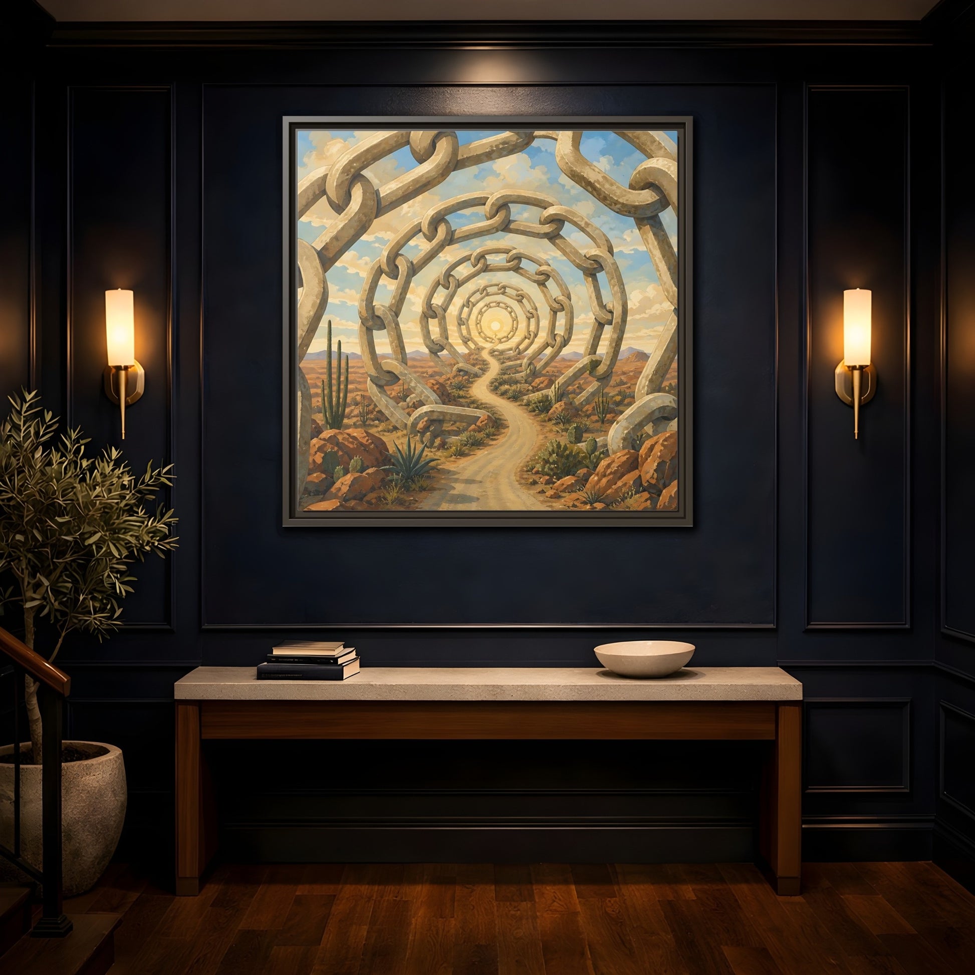 Mockup 4. Path Of Endless Chains shown as framed canvas print
