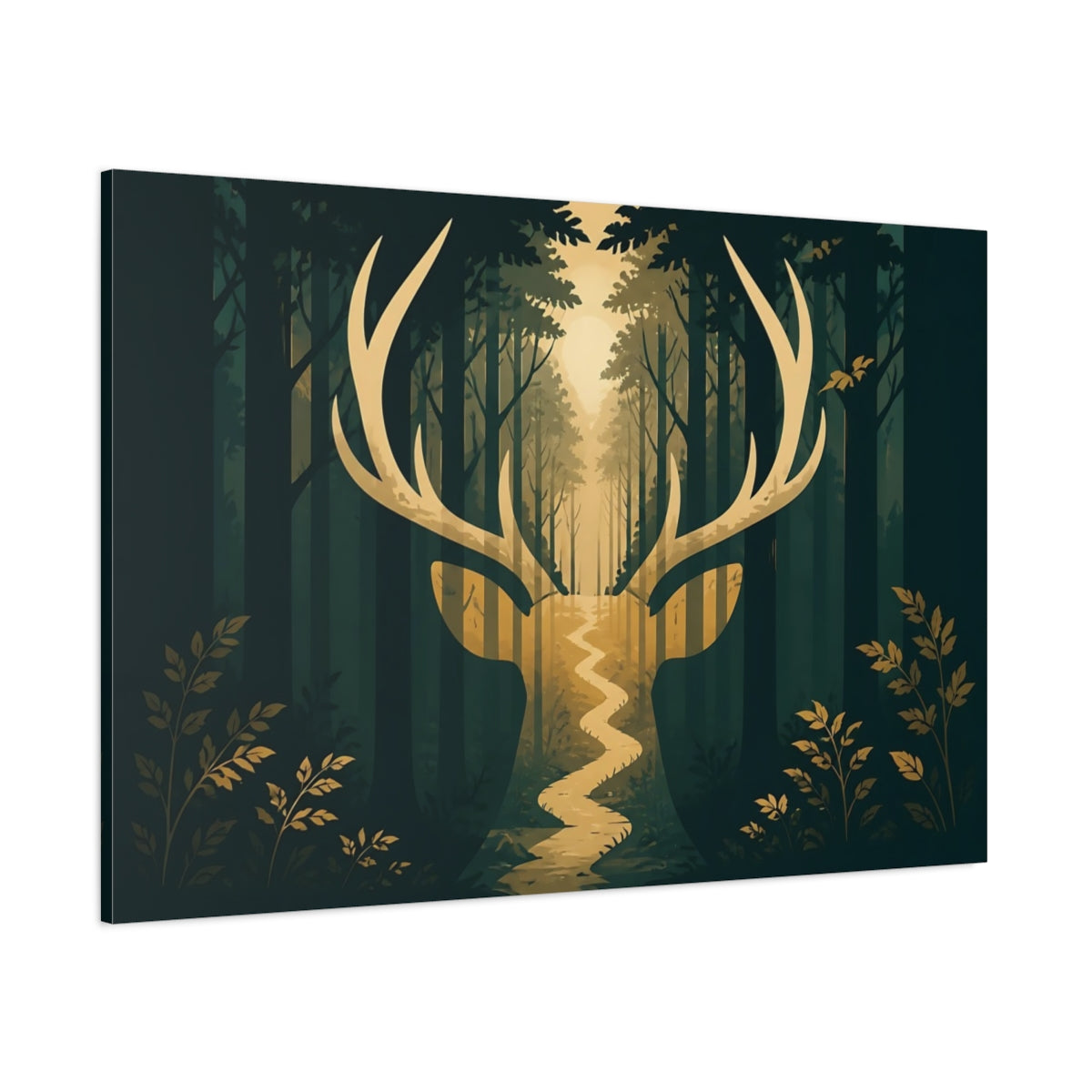 Side Mockup 1. Path Of The Stag shown as canvas print