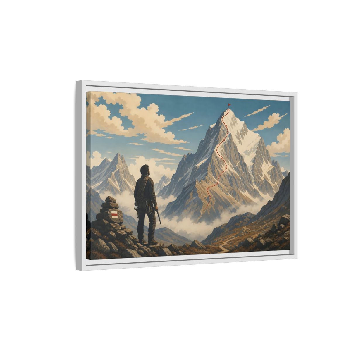 Side Mockup 1. Path To The Summit shown as framed canvas print