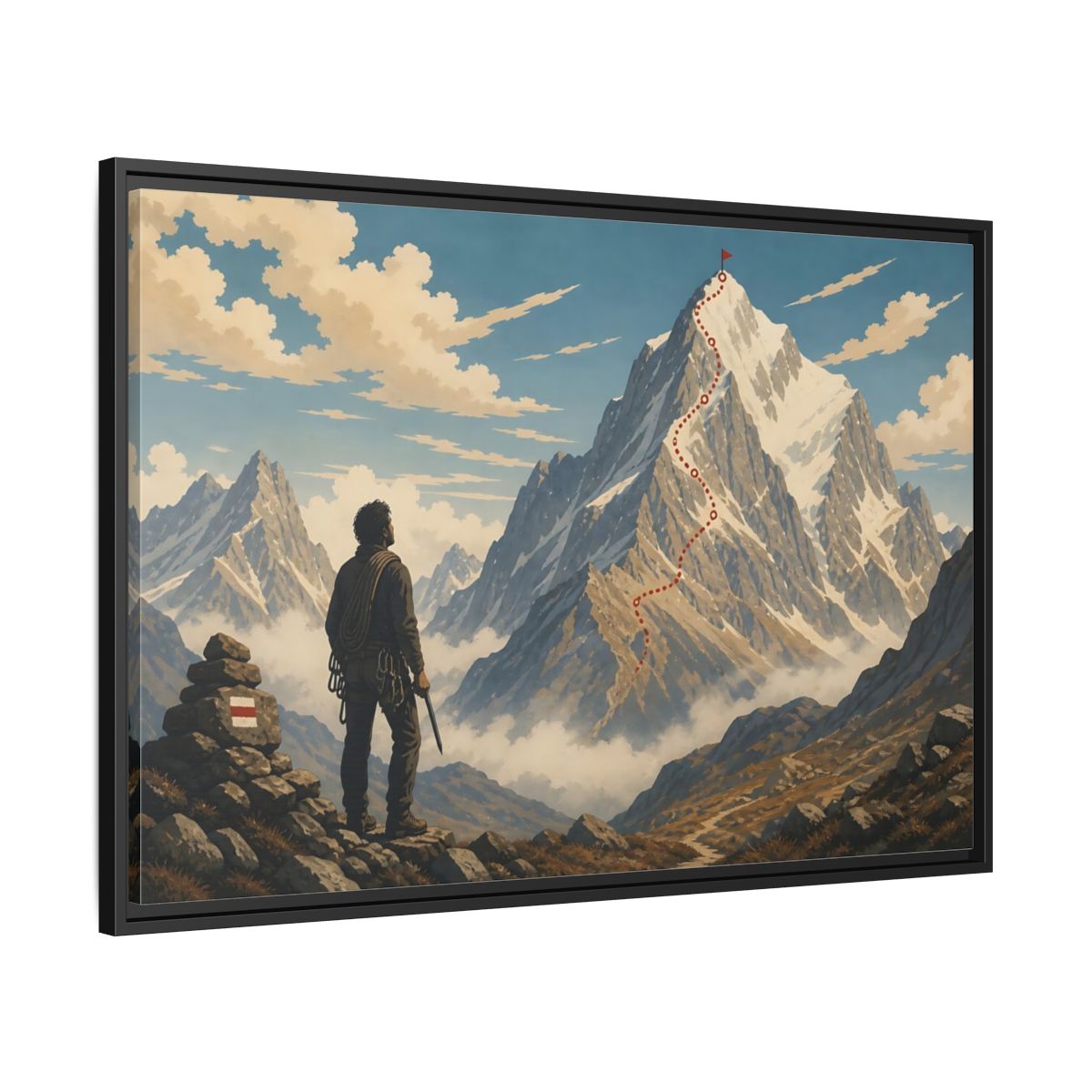 Side Mockup 13. Path To The Summit shown as framed canvas print