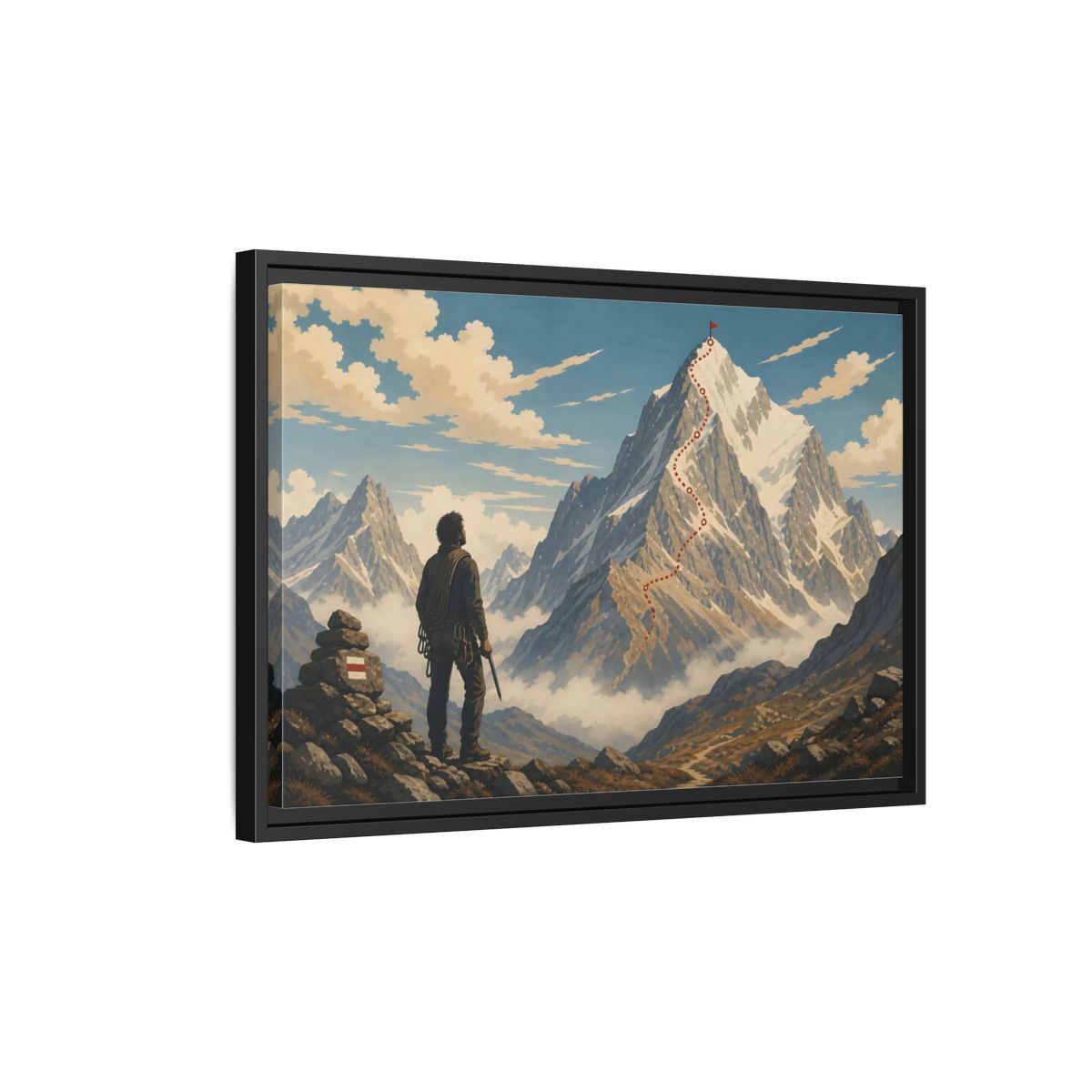 Side Mockup 3. Path To The Summit shown as framed canvas print