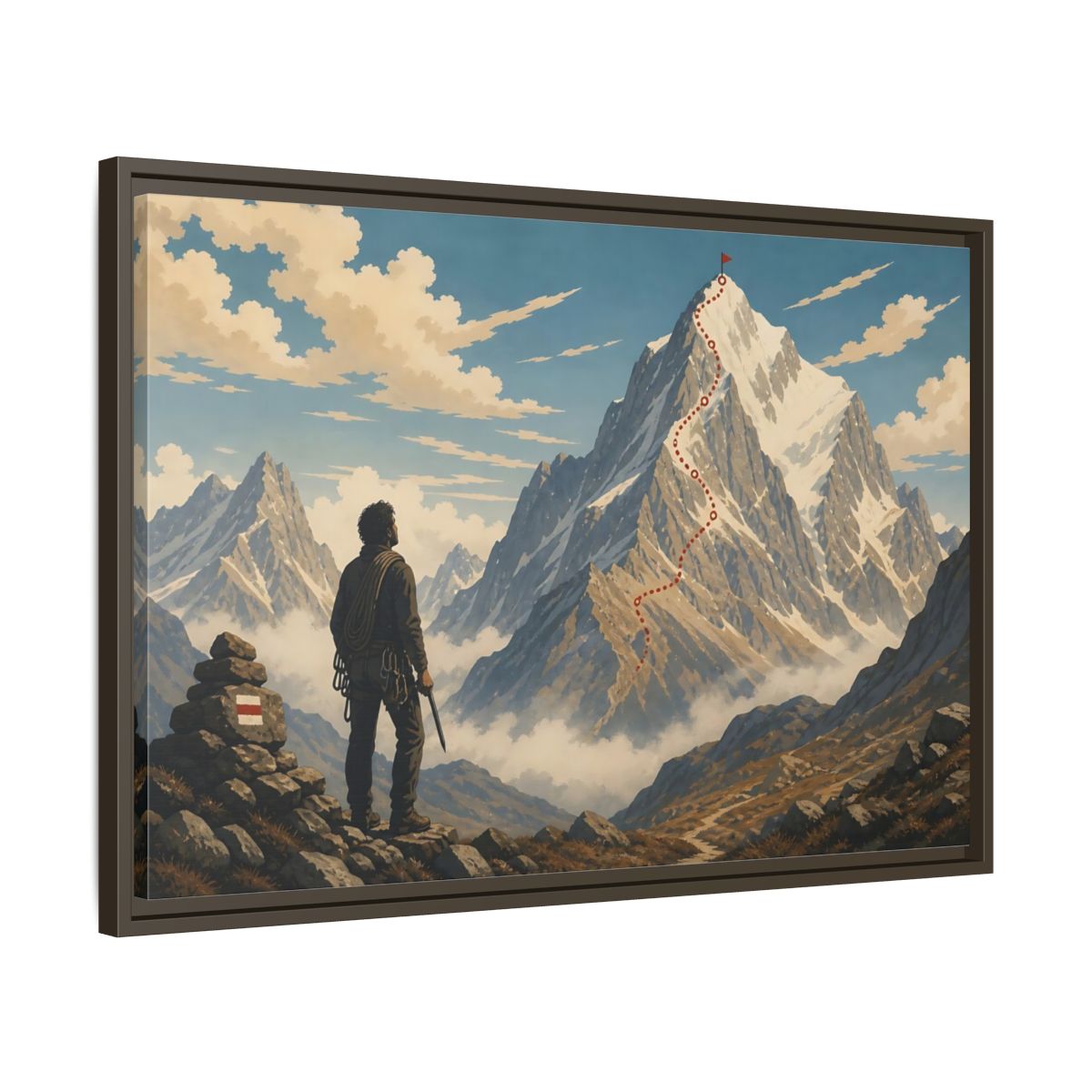 Side Mockup 11. Path To The Summit shown as framed canvas print