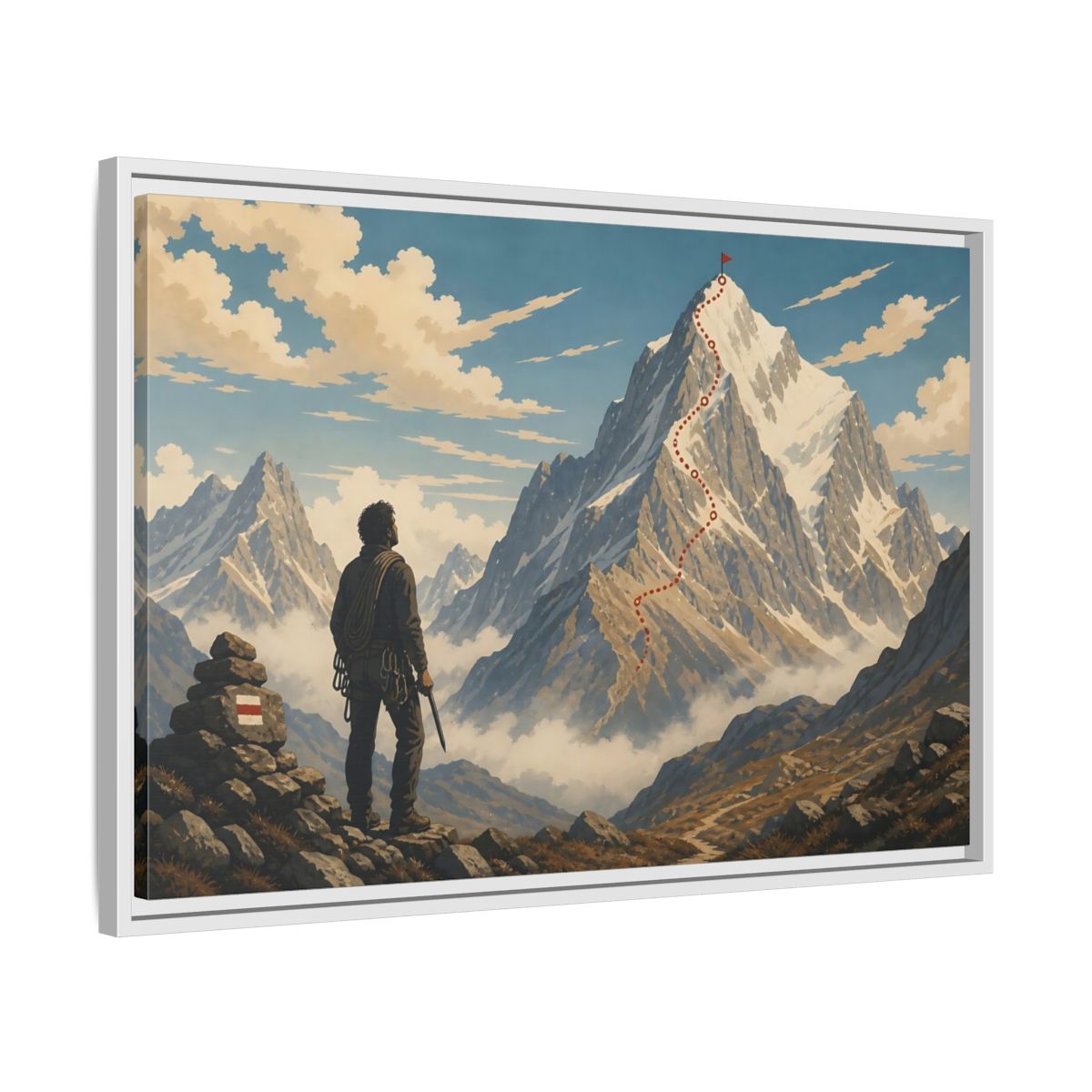 Side Mockup 10. Path To The Summit shown as framed canvas print