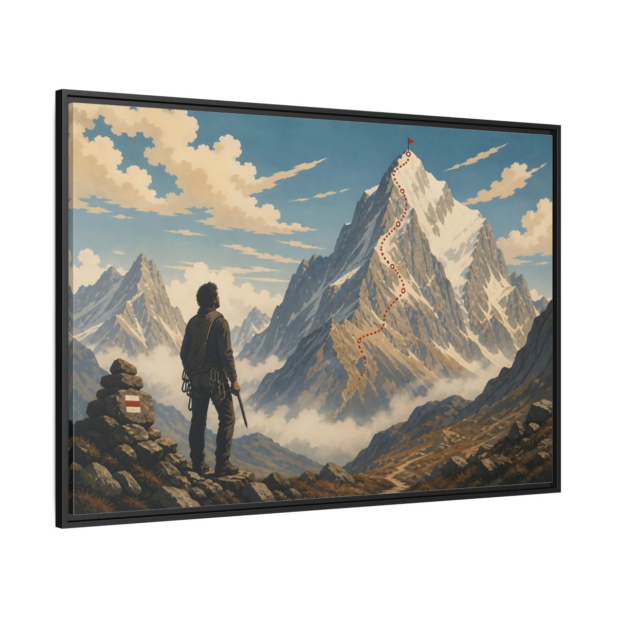 Side Mockup 12. Path To The Summit shown as framed canvas print