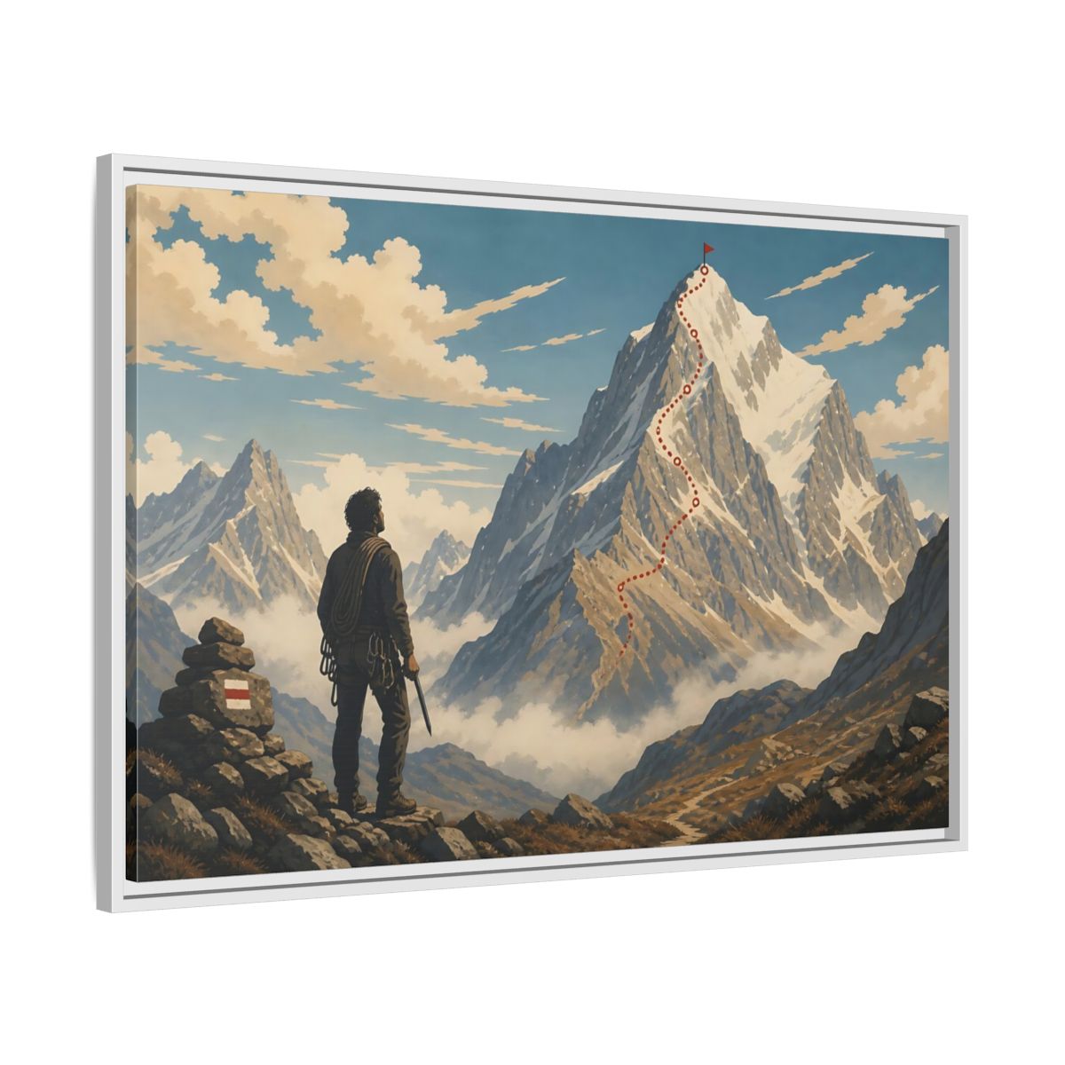 Side Mockup 9. Path To The Summit shown as framed canvas print