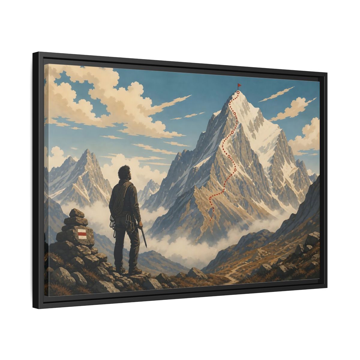 Side Mockup 14. Path To The Summit shown as framed canvas print