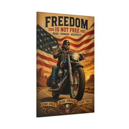 Side Mockup 1. Patriotic Motorcycle Rider shown as canvas print
