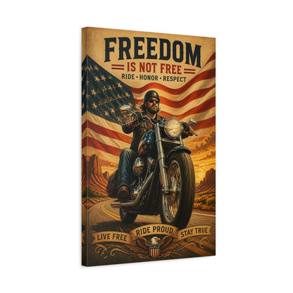 Side Mockup 3. Patriotic Motorcycle Rider shown as canvas print