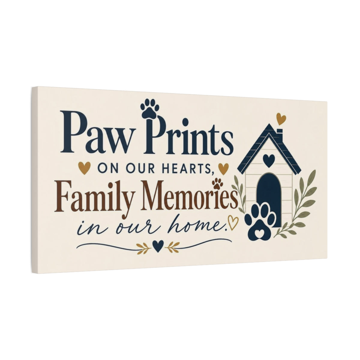 Side Mockup 1. Paw Prints Family Memories shown as canvas print