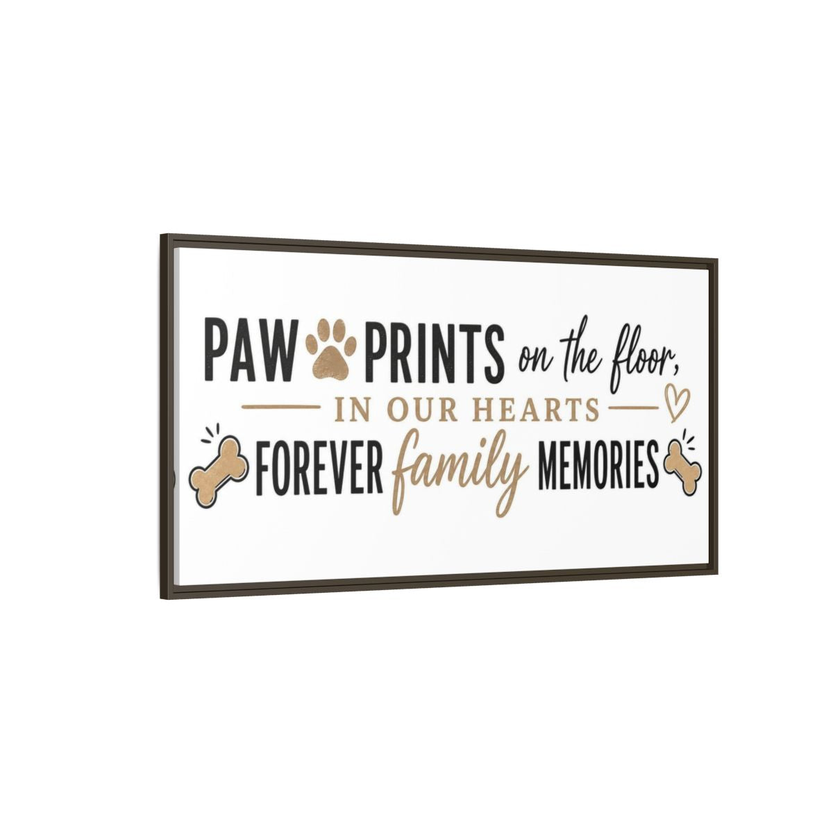 Side Mockup 4. Paw Prints Family Memories shown as framed canvas print