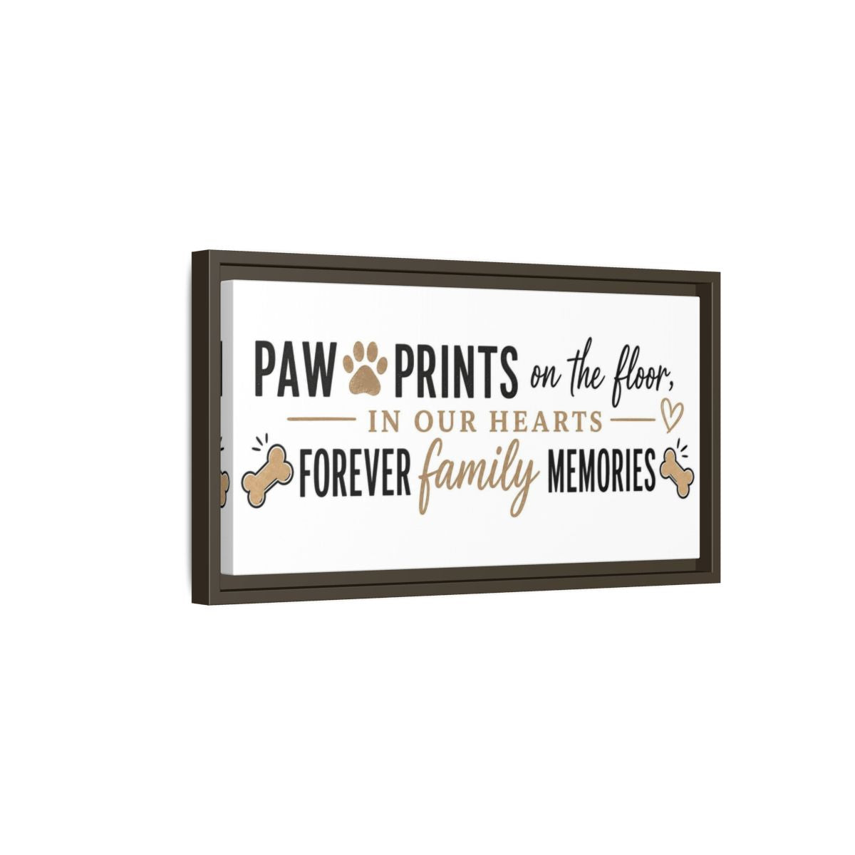 Side Mockup 7. Paw Prints Family Memories shown as framed canvas print