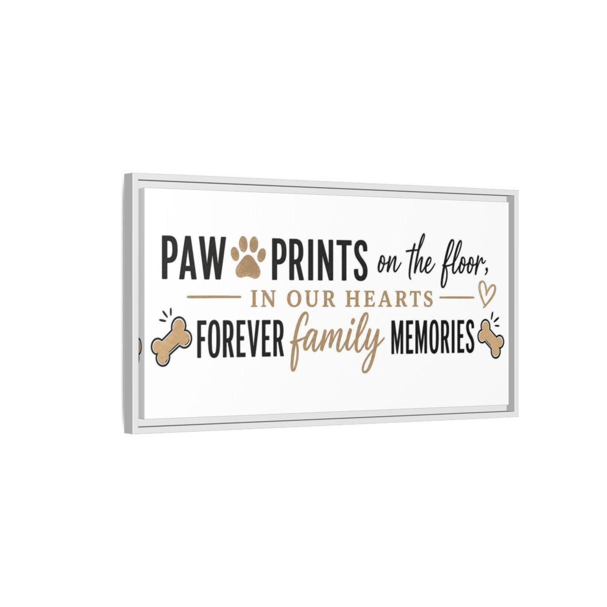 Side Mockup 1. Paw Prints Family Memories shown as framed canvas print