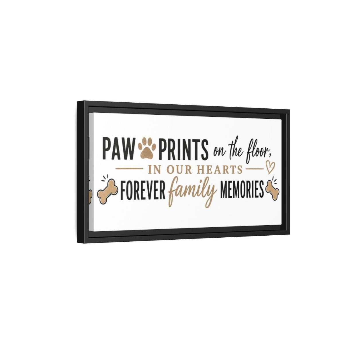 Side Mockup 8. Paw Prints Family Memories shown as framed canvas print