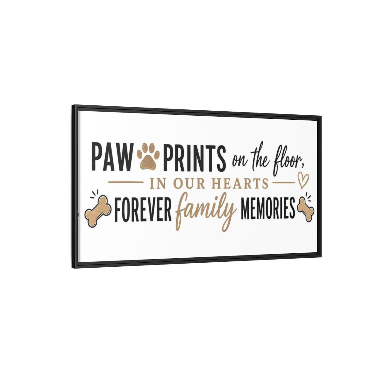 Side Mockup 5. Paw Prints Family Memories shown as framed canvas print
