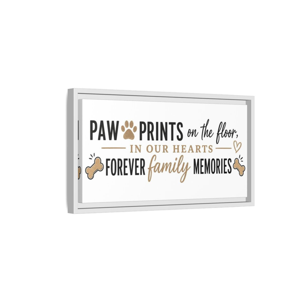 Side Mockup 6. Paw Prints Family Memories shown as framed canvas print