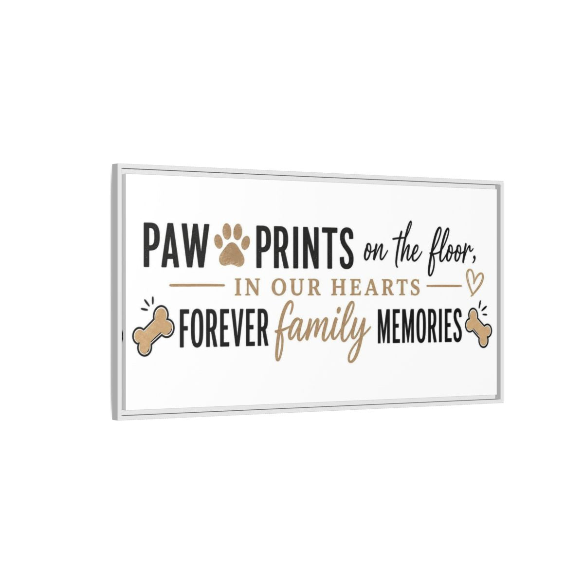 Side Mockup 3. Paw Prints Family Memories shown as framed canvas print