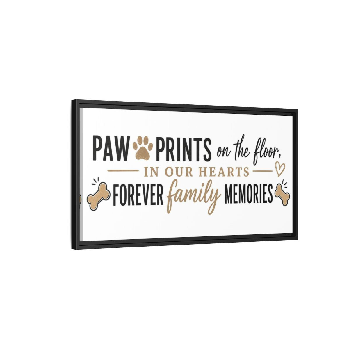 Side Mockup 2. Paw Prints Family Memories shown as framed canvas print