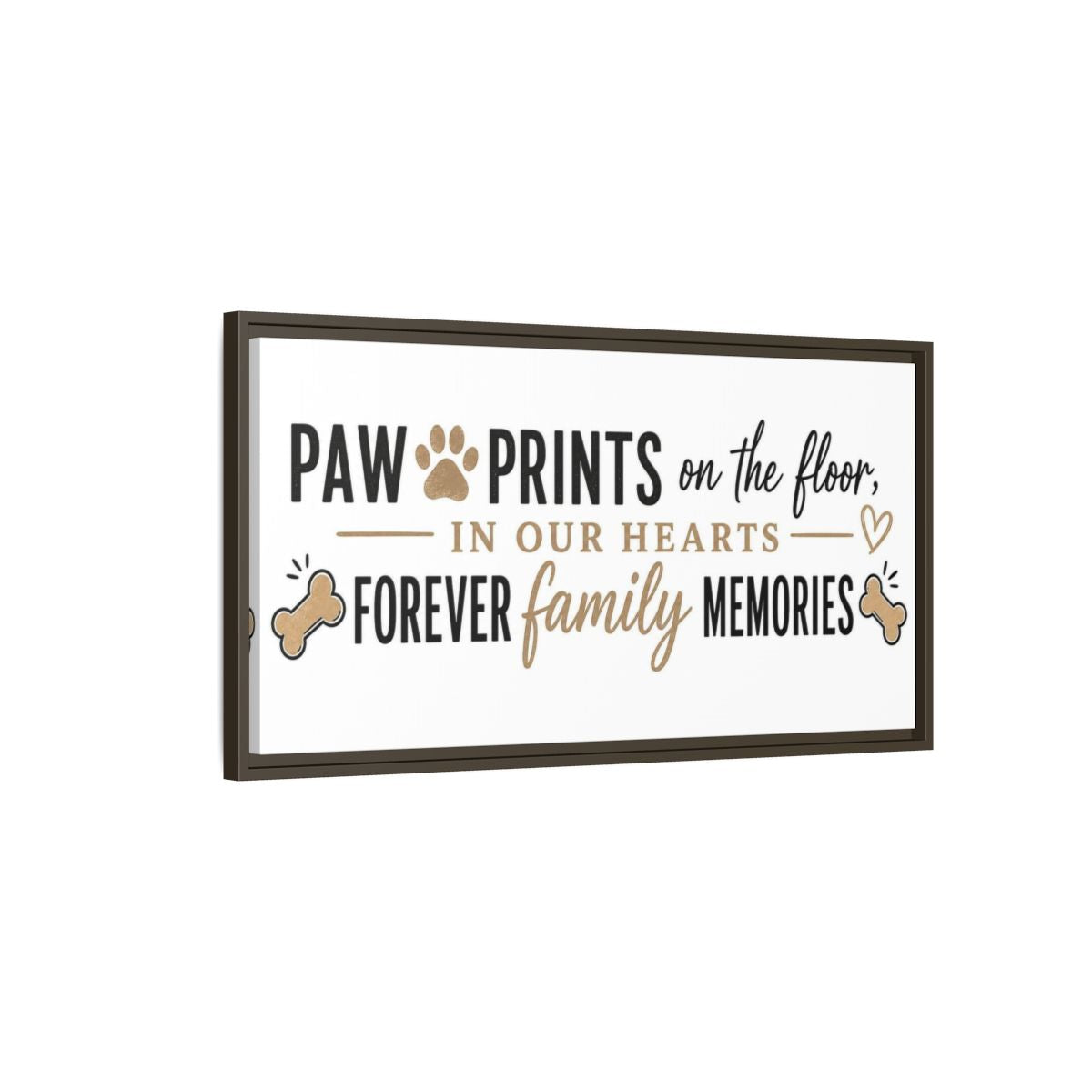 Main Mockup. Paw Prints Family Memories shown as framed canvas print