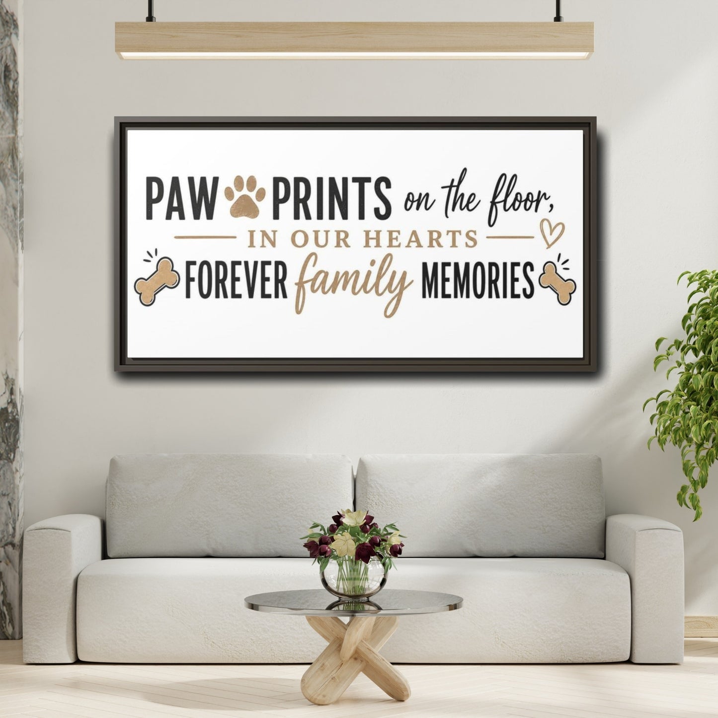 Mockup 2. Paw Prints Family Memories shown as framed canvas print
