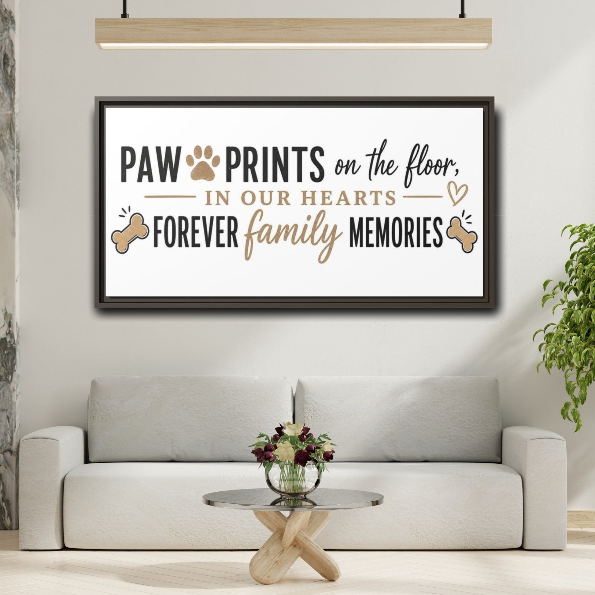 Mockup 2. Paw Prints Family Memories shown as framed canvas print